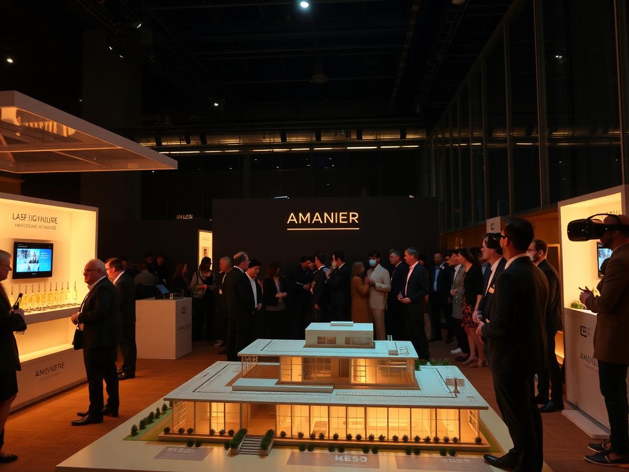 Premium real estate launch event with kiosks and VR stations